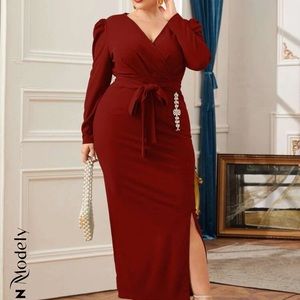 Shein Burgundy evening dress NWOT